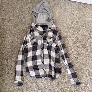 Polly Esther button up flannel with hood